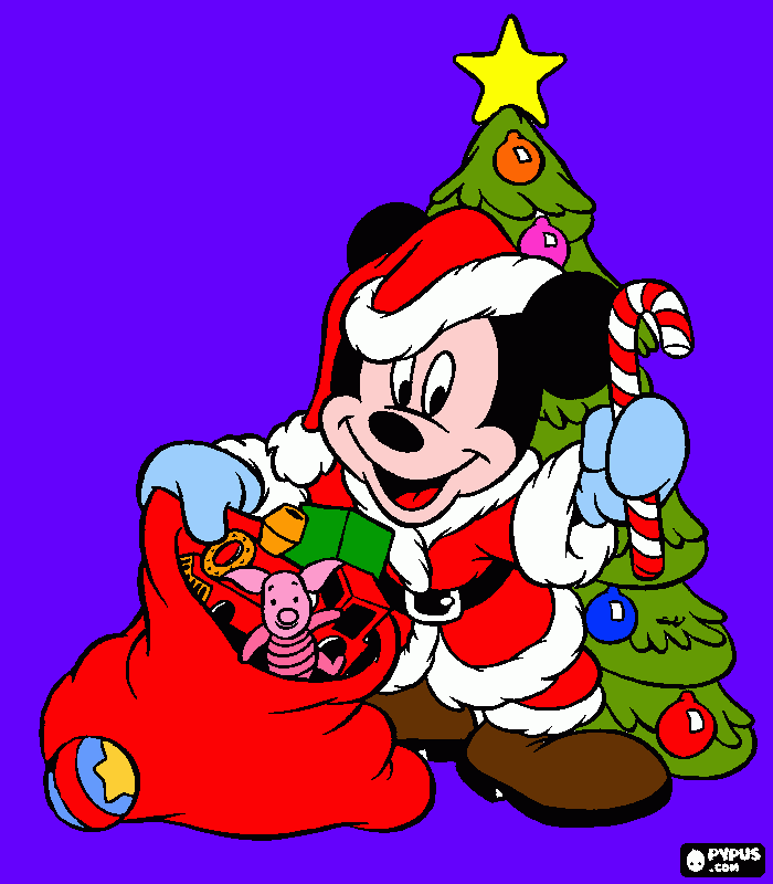 mickey o papai noel para colorir e imprimir