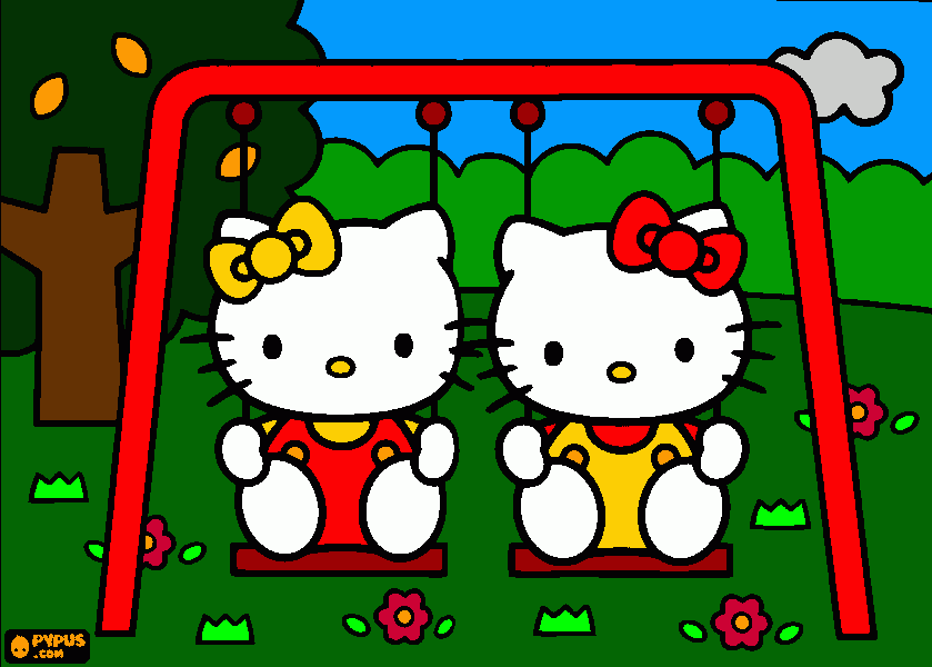 mimmy e hello kitty duas grandes irmãs... para colorir e imprimir