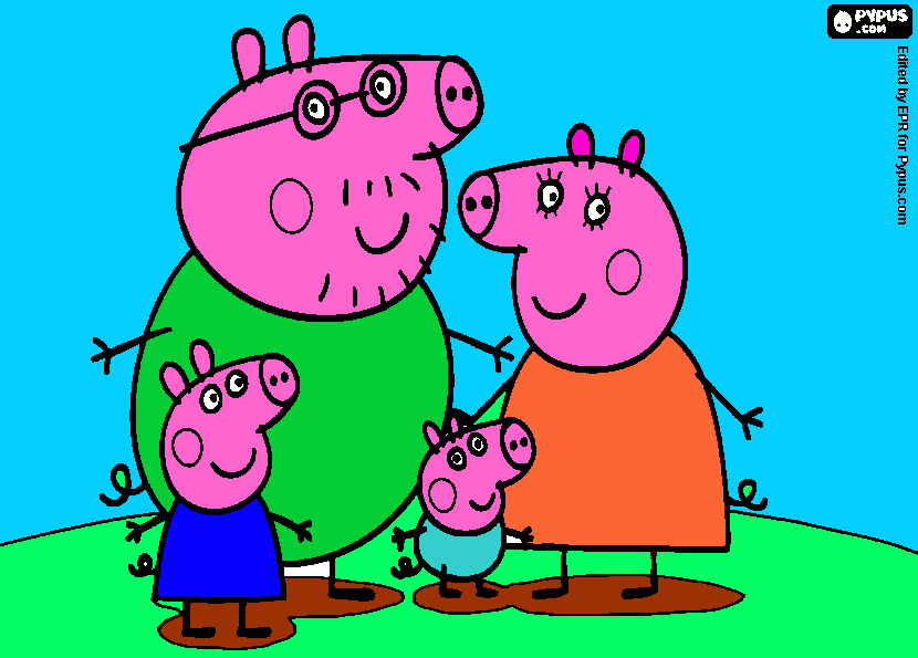 minha familia mel e a peppa pig para colorir e imprimir