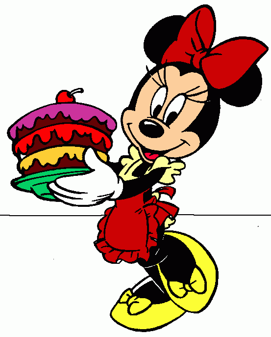 Minnie com o bolo para colorir e imprimir