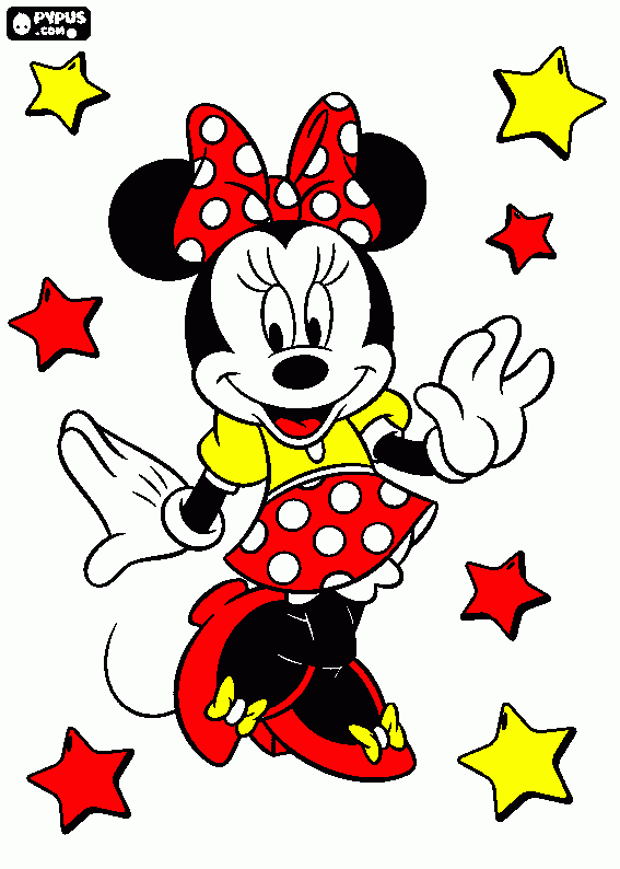Minnie pintada para colorir e imprimir