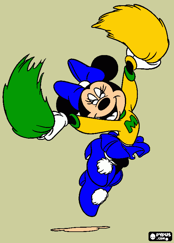 minnie torcida para colorir e imprimir