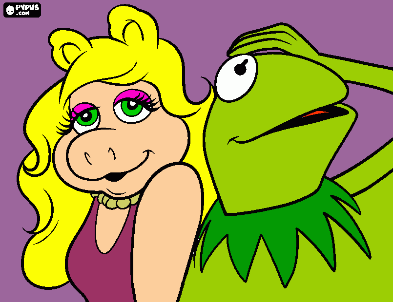 miss pig e caco(ou kermit). para colorir e imprimir
