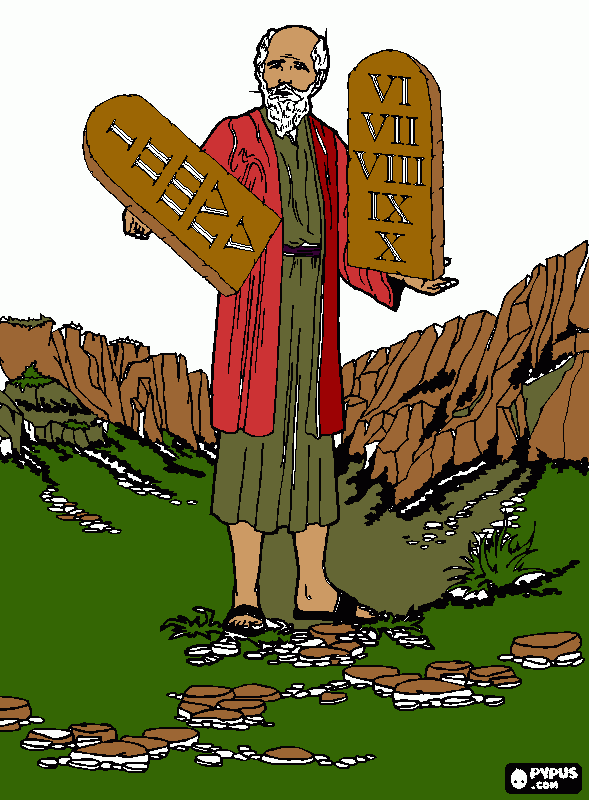 moises com as tábuas das leis de deus os dez mandamentos para colorir e imprimir