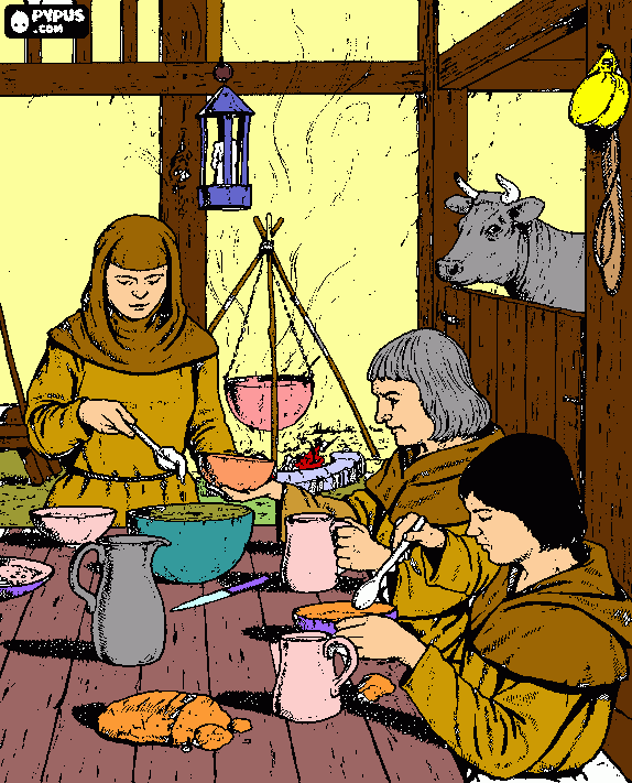 monge almoçando para colorir e imprimir