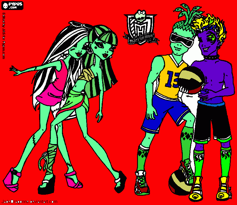 monster high as meninas dando em cima para colorir e imprimir