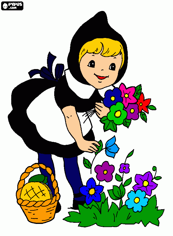 moranguinho com um vestido preto e branco para colorir e imprimir