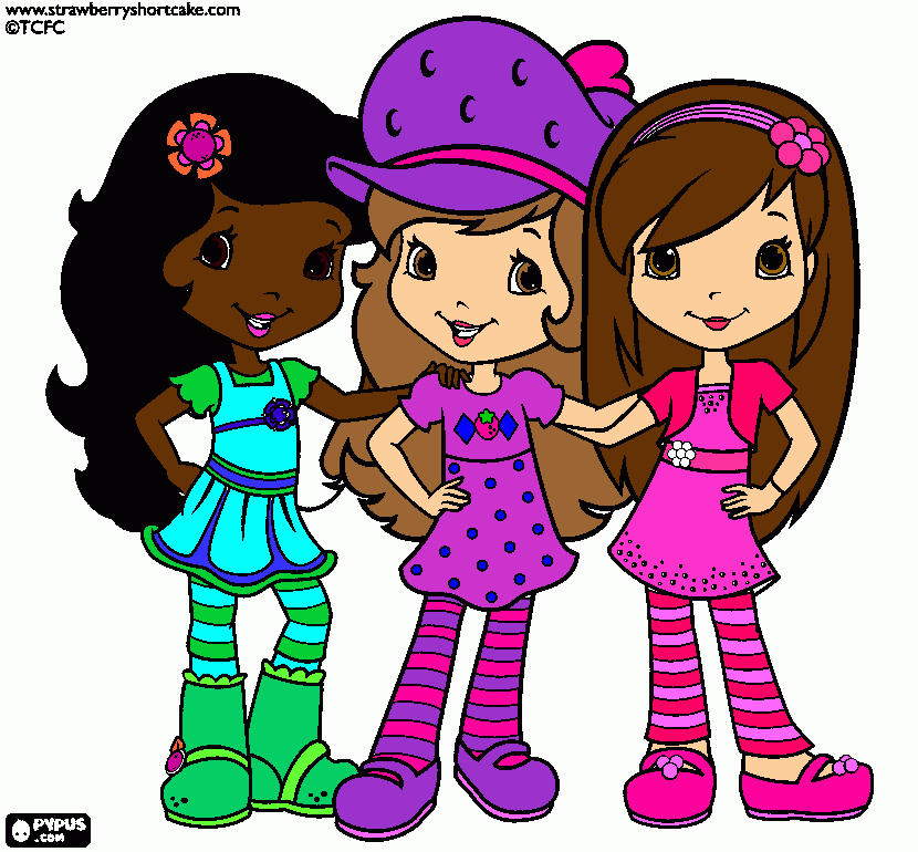 moranguinho e suas as amigas para colorir e imprimir