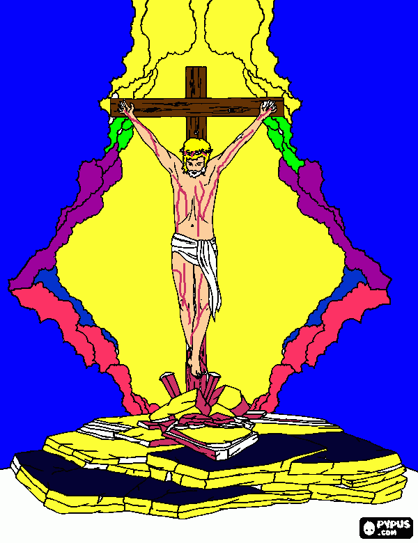 Morte e ressureiçãonde Cristo. para colorir e imprimir