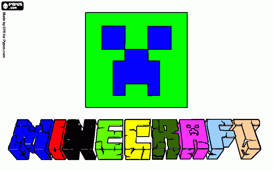 mostrado nome do minecraft para colorir e imprimir