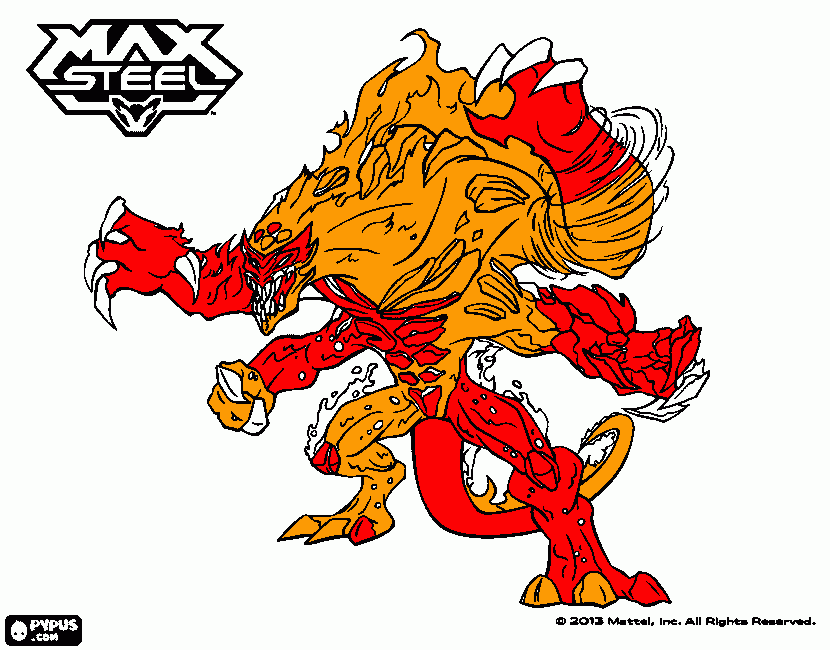 mostro de fogo e lava para colorir e imprimir