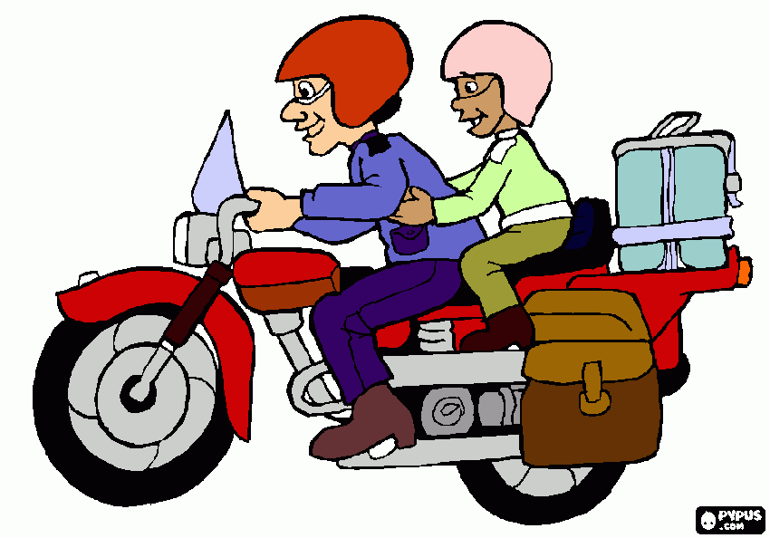 moto com casal  para colorir e imprimir