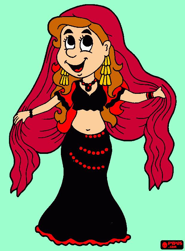 moça fazendo a dança do ventre... para colorir e imprimir