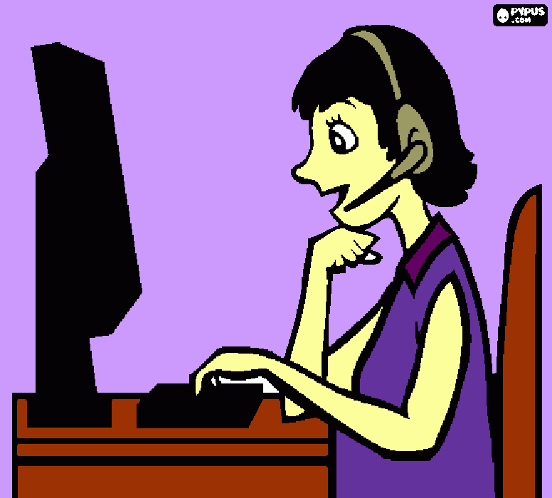 Mulher ao telefone 2 para colorir e imprimir