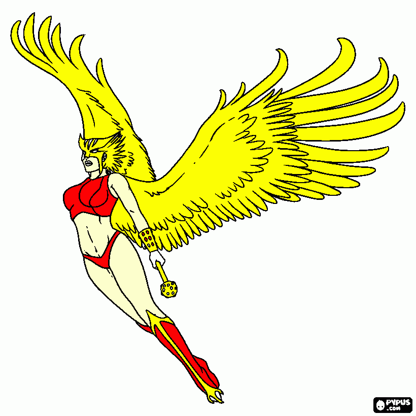 mulher gavião da liga da justiça para colorir e imprimir