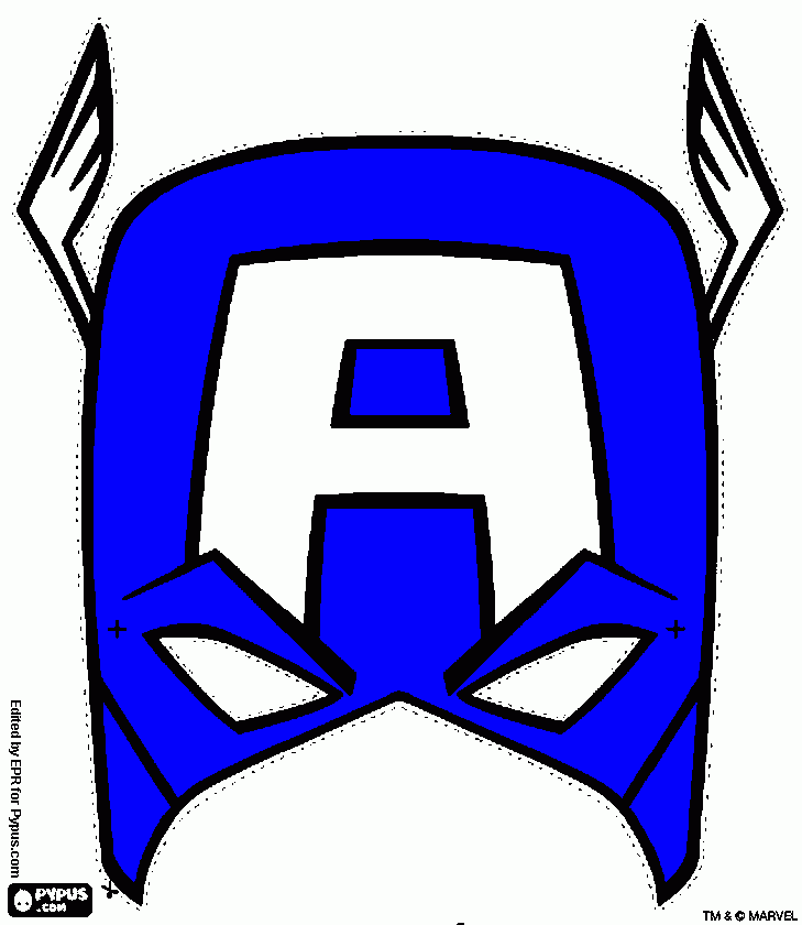 Máscara Capitán America para colorir e imprimir