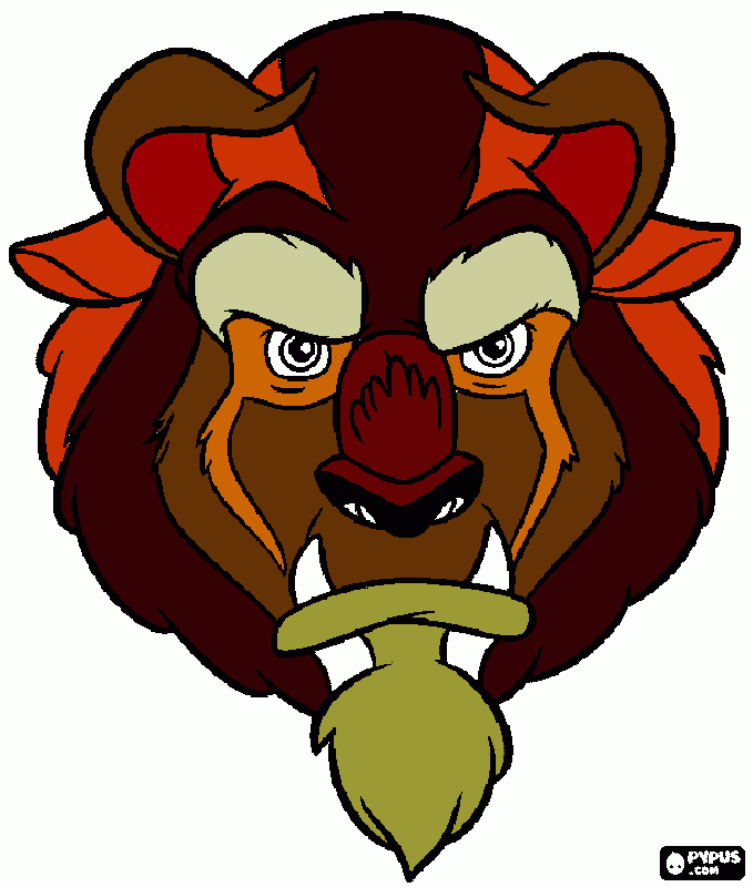 máscara da fera para colorir e imprimir