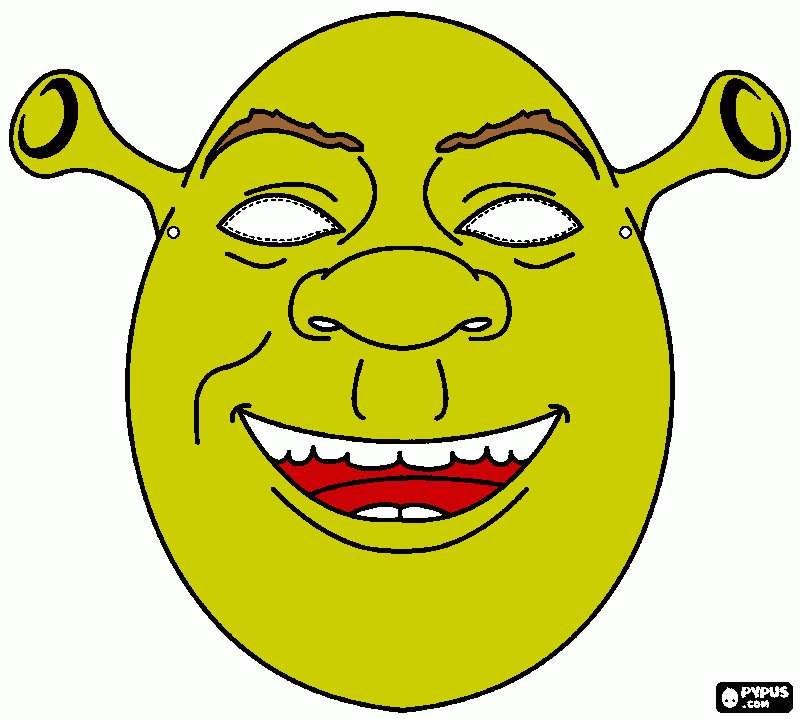 Máscara Shrek pintada NOVAMENTE para colorir e imprimir