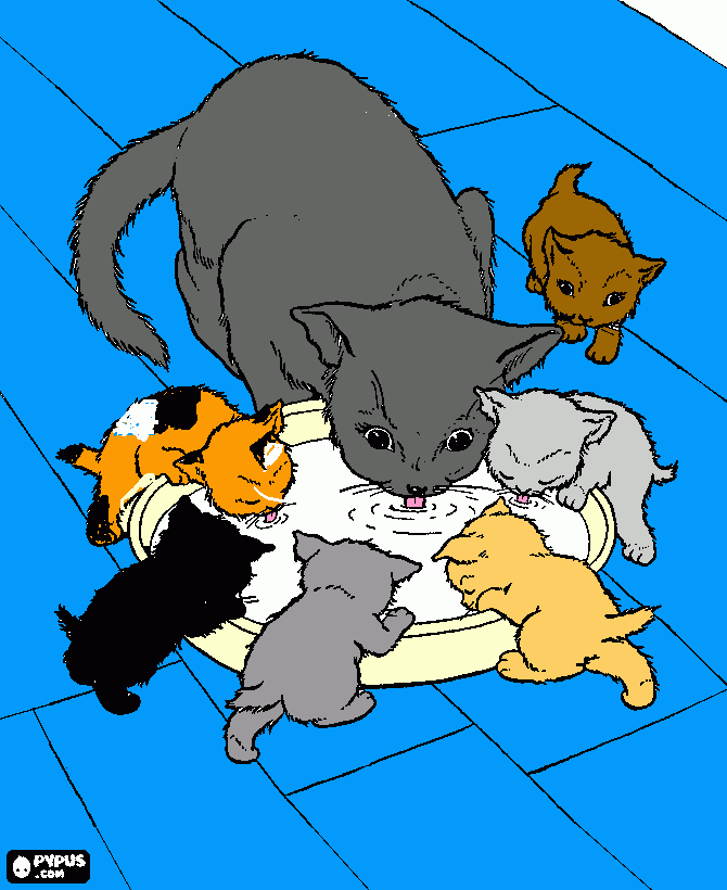 mãe e os seus filhotes para colorir e imprimir