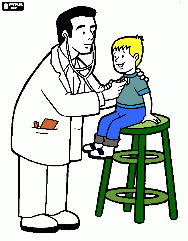 Médico e criança para colorir e imprimir