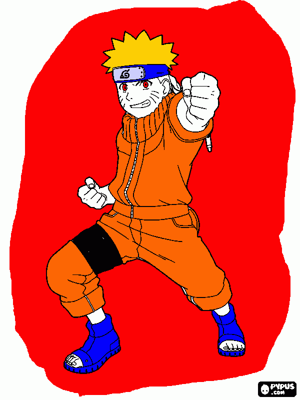 naruto com o chakra da raposa de nove caudas para colorir e imprimir