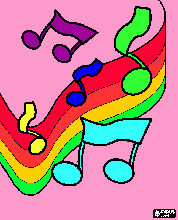 notas musicais dançantes para colorir e imprimir