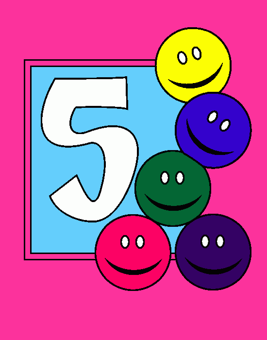 numero cinco para colorir e imprimir