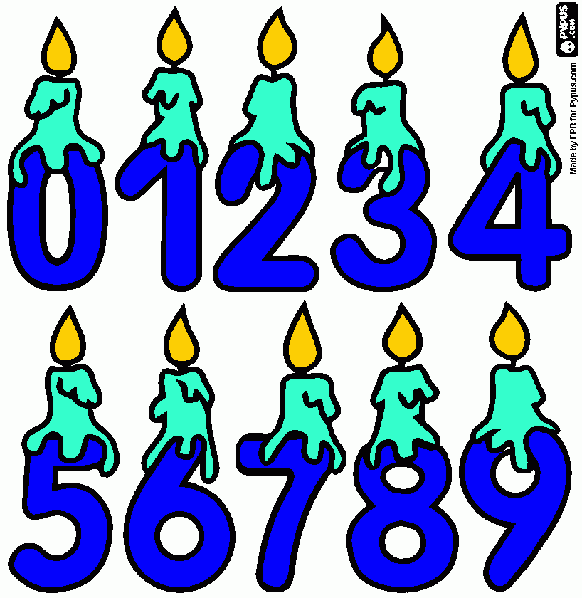 numeros com vela para colorir e imprimir