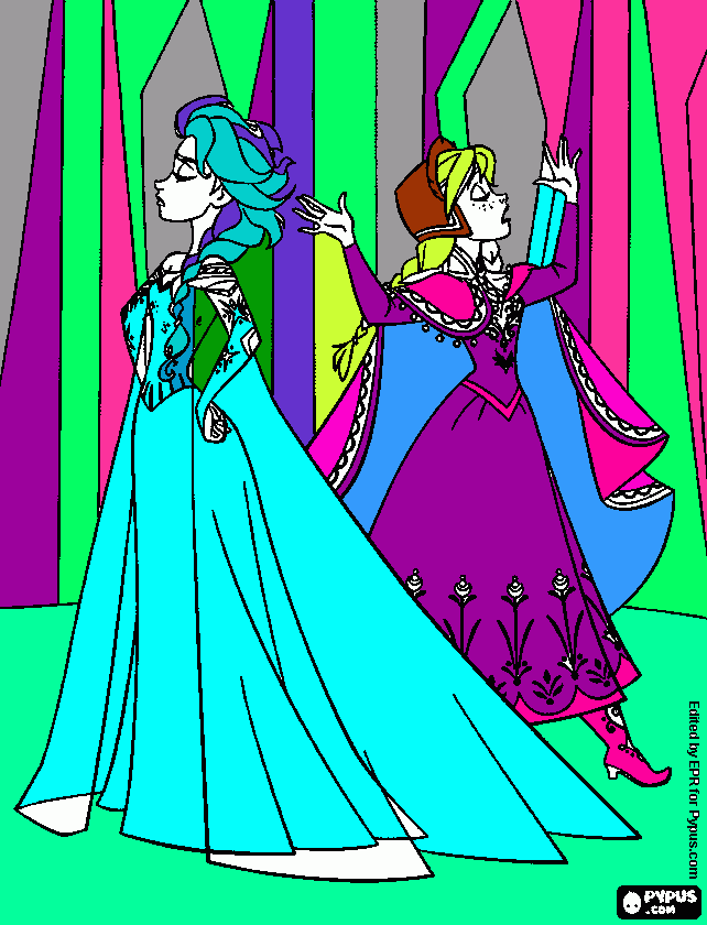 o desenho de elsa e suas irmas co, raiva  para colorir e imprimir