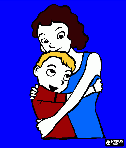 O Filho dar o Abraço de Mães para colorir e imprimir