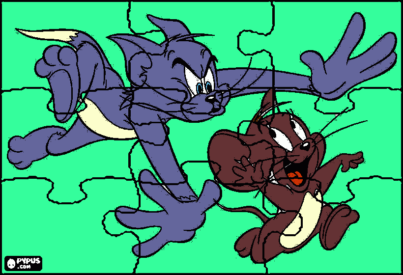 o gato tom tenta pegar o rato jerry para colorir e imprimir