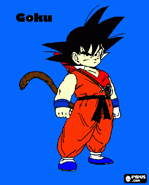 o goku pequeno para colorir e imprimir