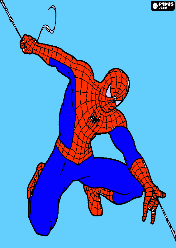 o homem aranha se balançando nas teias para colorir e imprimir