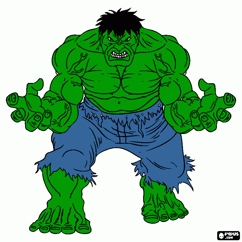 o incrivel hulk - a raiva de hulk para colorir e imprimir