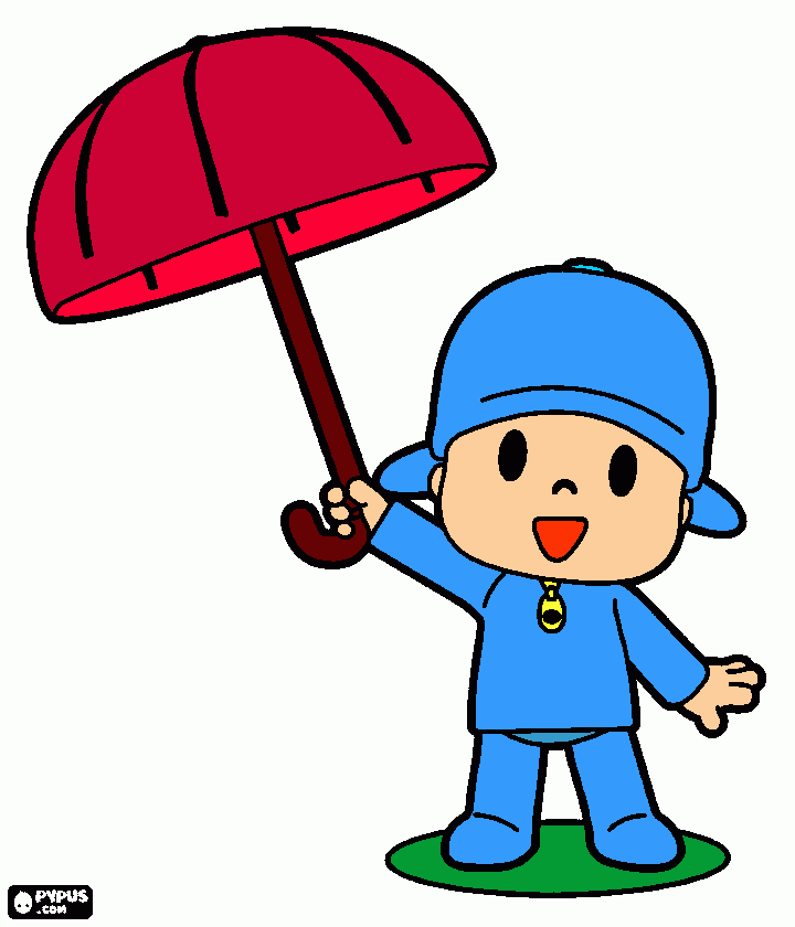 o menino de gaurda-chuva para colorir e imprimir