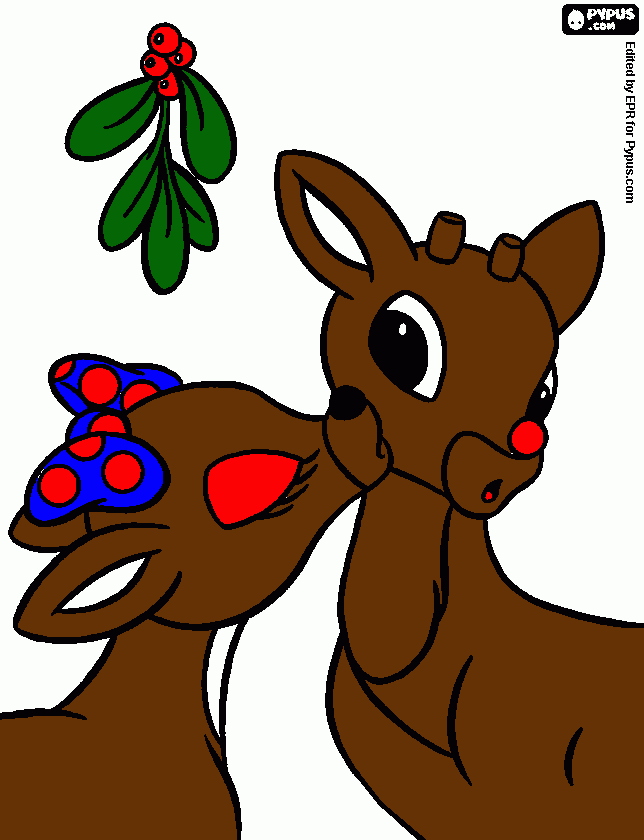 o natal e a rena do nariz vermelho para colorir e imprimir