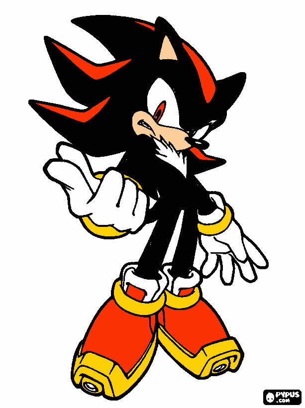 O nome dele e Shadow e tem cabelo preto e vermelho para colorir e imprimir