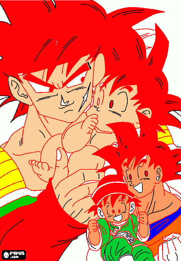 O pai do goku e o gohan para colorir e imprimir