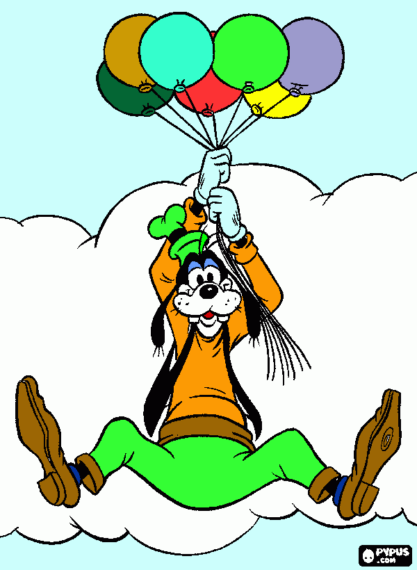 O Pateta com os balões para colorir e imprimir