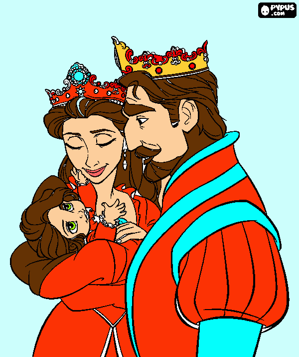 o rei e a rainha com sua filha a princesa rapunzel para colorir e imprimir