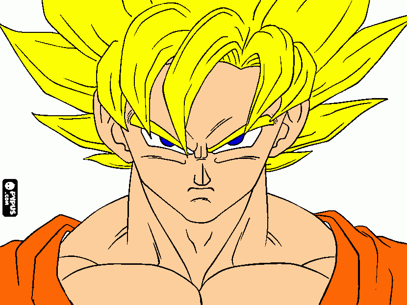 o rosto de goku,um quereiro super saiyajin para colorir e imprimir