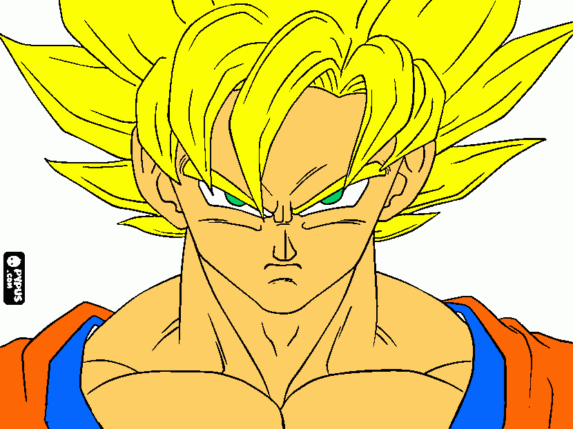 o rosto de goku,um para colorir e imprimir