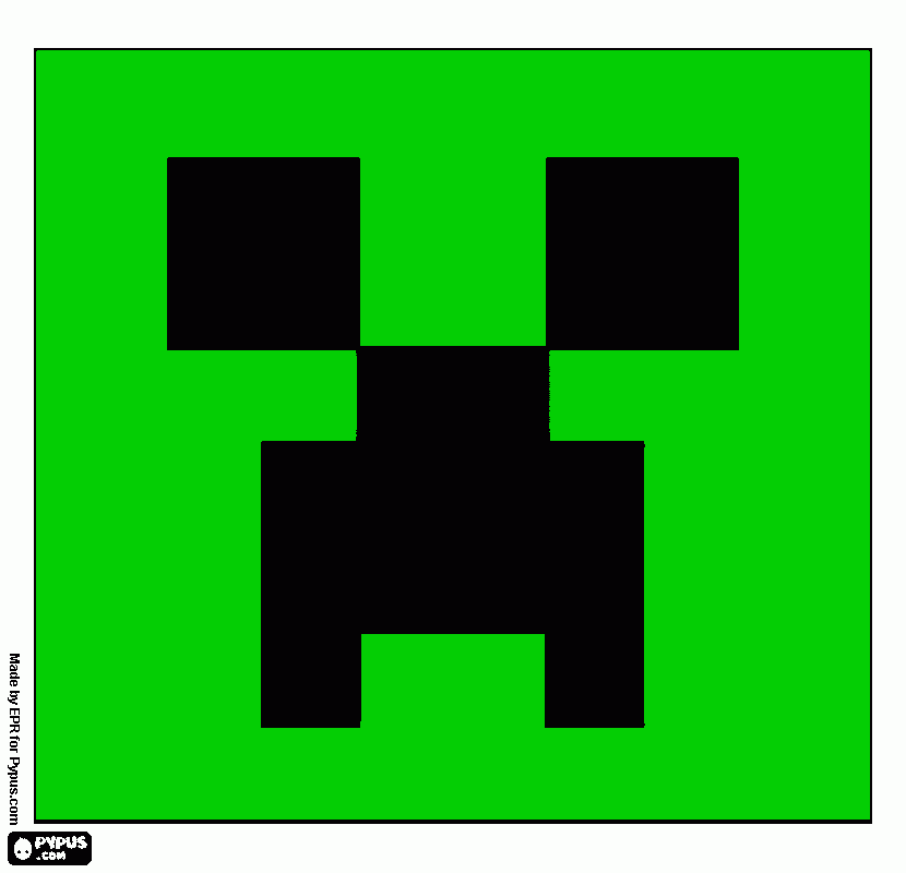 o rosto de um creeper para colorir e imprimir