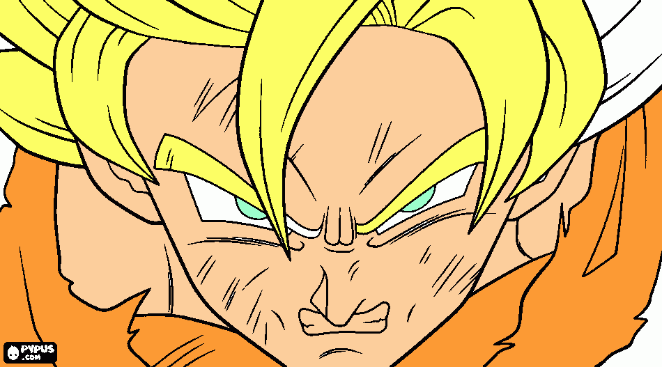 o rosto de um furioso goku para colorir e imprimir