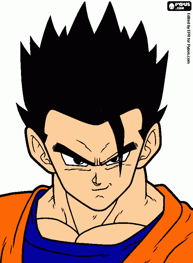 o rosto do gohan mistico, para colorir e imprimir