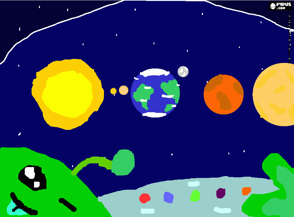o sistema solar e um ET para colorir e imprimir