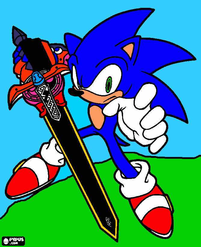 o sonic  com espada de cavaleiro para colorir e imprimir