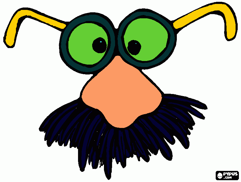 oculos com grande bigode para colorir e imprimir