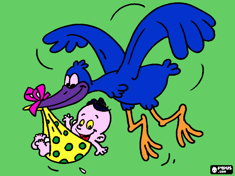 olha a cegonha trazendo o nosso bb para colorir e imprimir