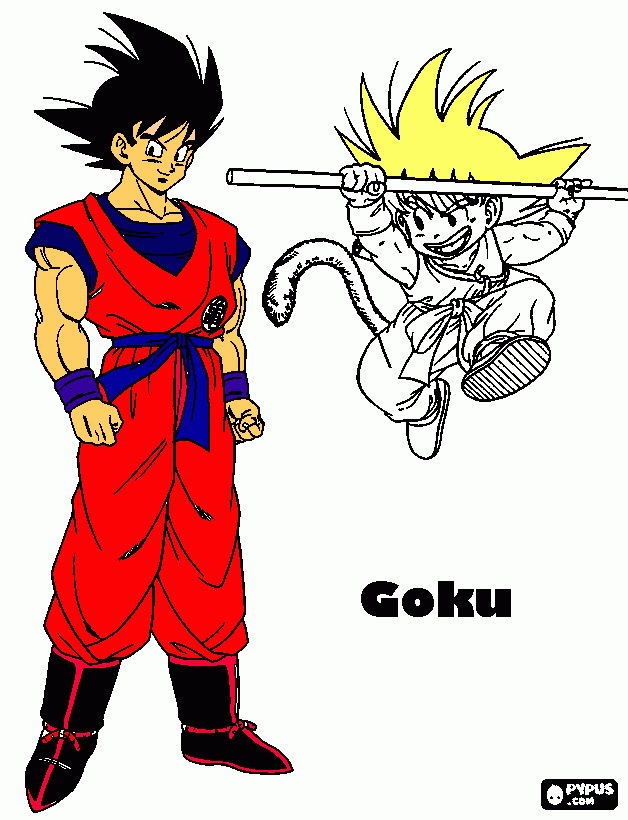 olha aew o goku  pekeno so nnao pintei pq deu priguiça para colorir e imprimir